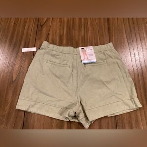 Joie sage green linen pleated high rise shorts nwt size  large new faded cactus